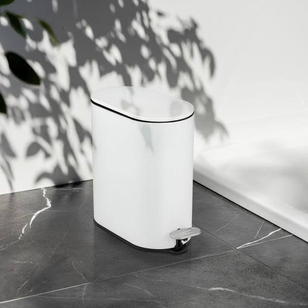 Matně bílý nášlapný ocelový odpadkový koš 5 l Collungo – Wenko-image-1