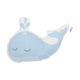 Modrý dětský polštářek s příměsí bavlny Mike & Co. NEW YORK Pillow Toy Whale, 35 x 24 cm