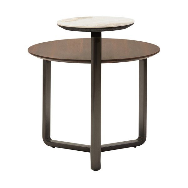 Hnědý kulatý konferenční stolek z eukalyptového dřeva 55x67 cm Imperia – Premier Housewares-image-3