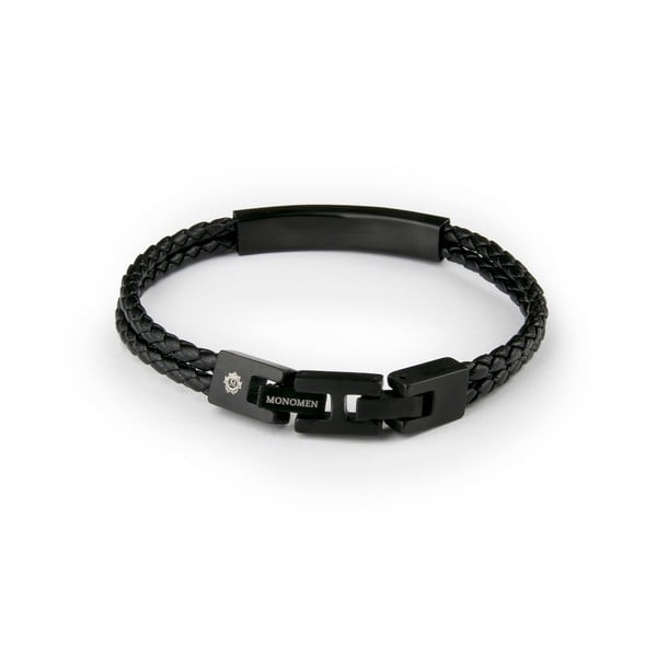 Pánský černý náramek z pravé kůže Monomen Double Braid-image-2