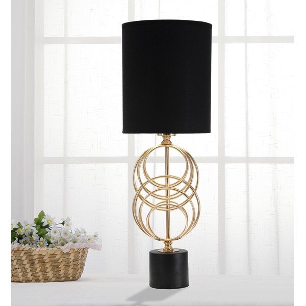 Stolní lampa s textilním stínidlem v černo-zlaté barvě (výška 58,5 cm) Circly – Mauro Ferretti-image-1