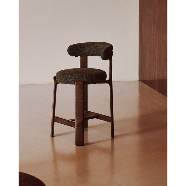 Zelená/v tmavě přírodní barvě barová židle z jasanového dřeva (výška sedáku 65 cm) Granite – Kave Home-image-1