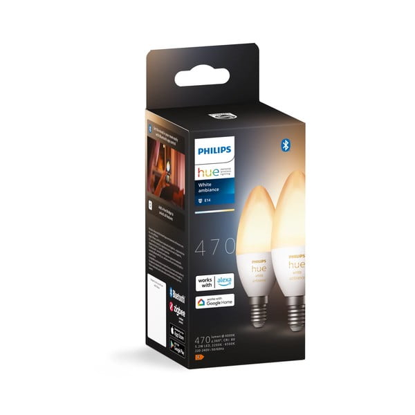 LED smart žárovky v sadě 2 ks E14, 5 W White ambiance – Philips Hue