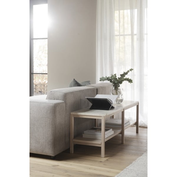 Bílý konzolový stolek s deskou z kamene 140x40 cm Orwel - Rowico-image-1