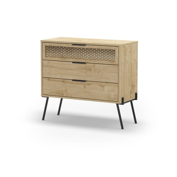 Nízká komoda v dekoru dubu v přírodní barvě 90x83 cm Ecrin – Marckeric-image-2