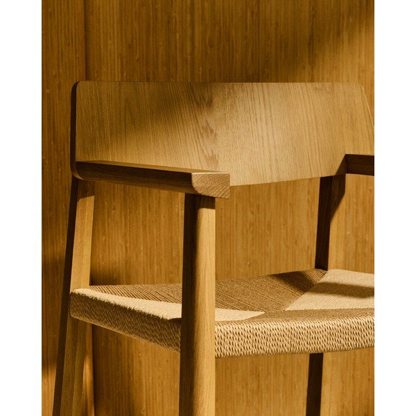 Jídelní křeslo s područkami z dubového dřeva v přírodní barvě Idun – Kave Home-image-2