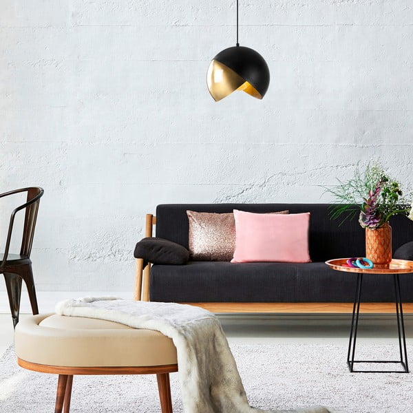 Závěsné svítidlo v černo-bronzové barvě s kovovým stínidlem ø 30 cm Pacman – Opviq lights-image-1