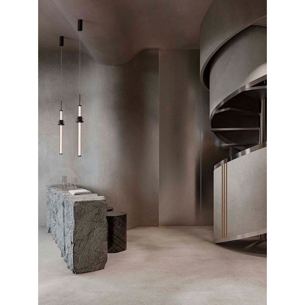 Matně černé keramické LED stmívatelné závěsné svítidlo se stínidlem z akrylového skla ø 8 cm Stalactite – Nova Luce-image-1