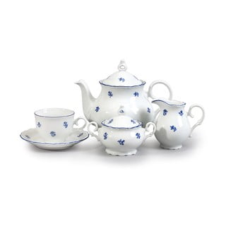 Porcelánová sada na čaj s modrou kytičkou Thun Ophelia