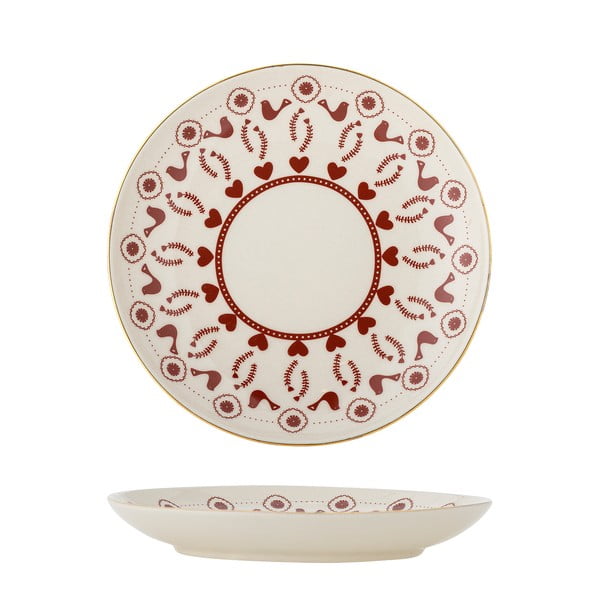 Krémový dezertní  talíř s vánočním motivem z kameniny ø 16 cm Jolly – Bloomingville-image-3