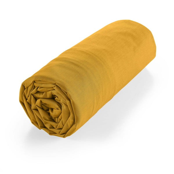 Žluté napínací prostěradlo z Bio bavlny 180x200 cm Biolina – douceur d'intérieur-image-4