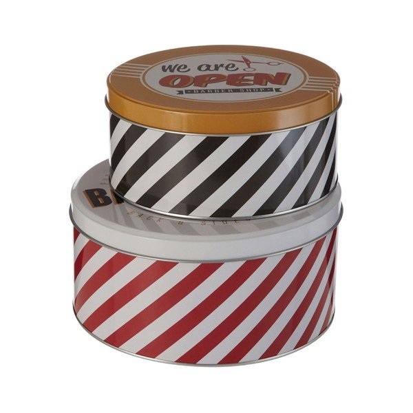 Sada 2 cínových úložných boxů Premier Housewares Barber Shop-image-4