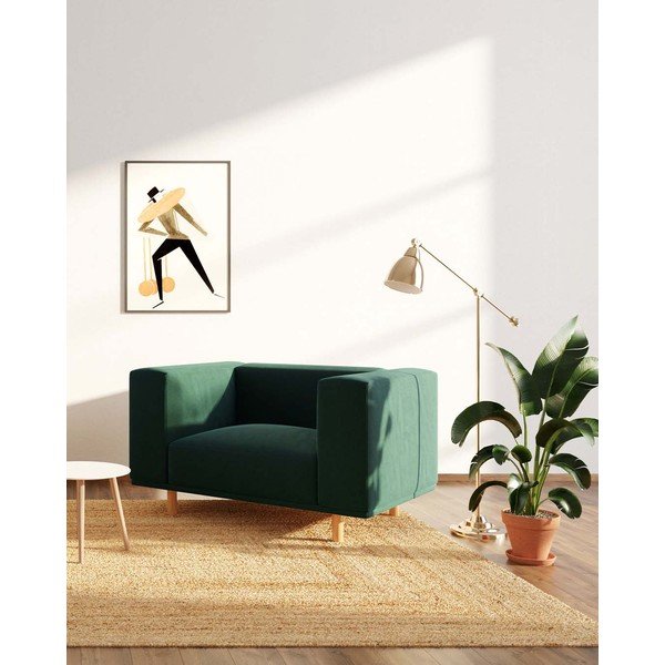 Tmavě zelené sametové relaxační křeslo Kukumo – Ame Yens-image-3