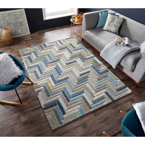 Šedo-modrý vlněný koberec Flair Rugs Russo, 160 x 230 cm-image-4