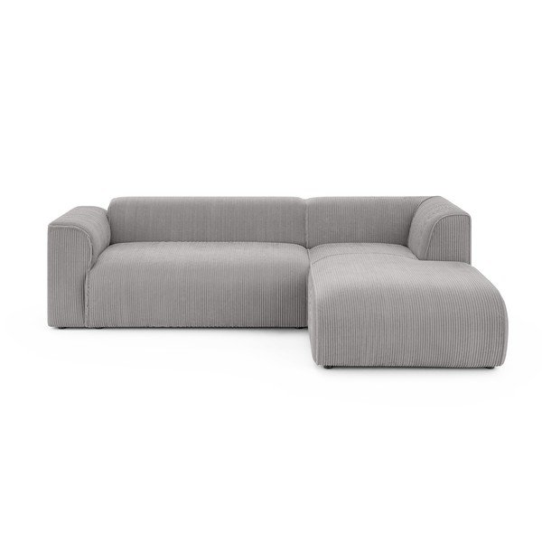 Světle šedá manšestrová rohová pohovka (pravý roh/s lenoškou) Merid  – Ropez