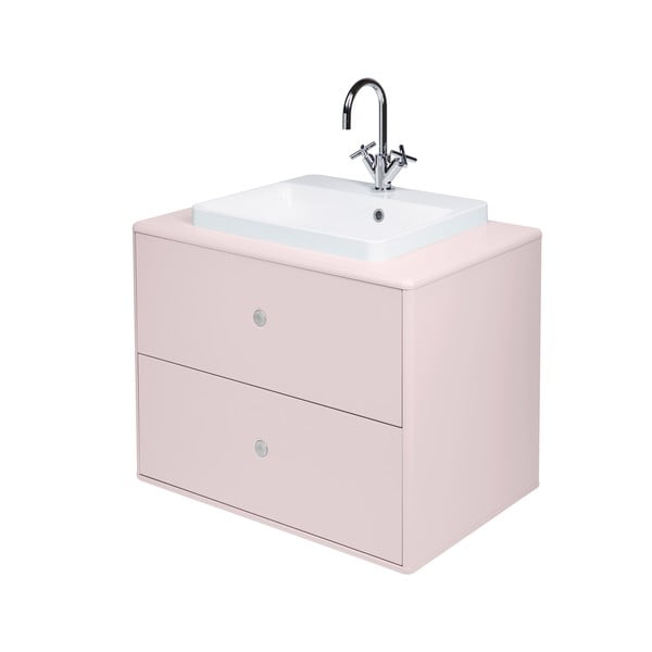 Růžová závěsná skříňka s umyvadlem bez baterie 80x62 cm Color Bath – Tom Tailor-image-2