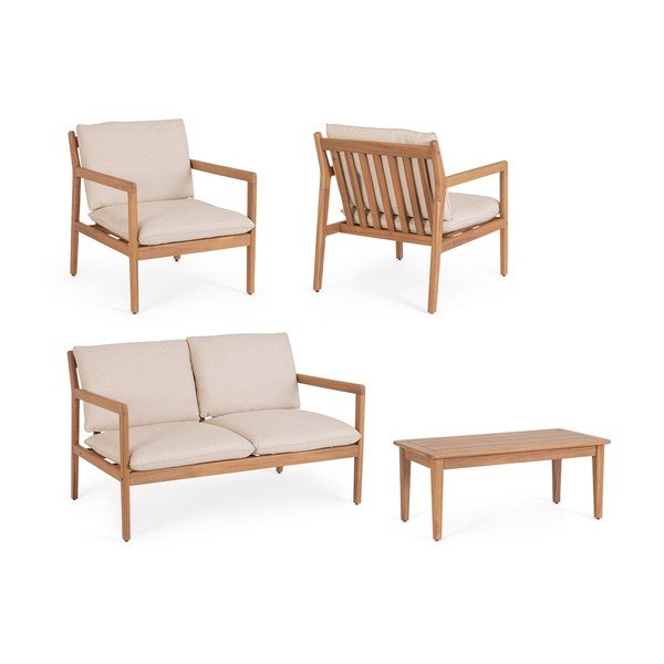 Zahradní lounge set z masivu akácie v přírodní barvě pro 4 Danubio – Bizzotto-image-4