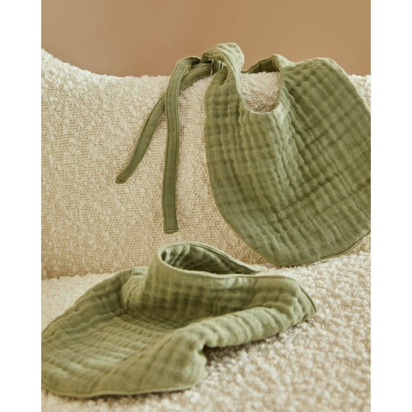 Zelené mušelínové bryndáky v sadě 2 ks Prune – Kave Home-image-1