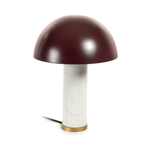 Bílá/tmavě hnědá mramorová stolní lampa s kovovým stínidlem (výška 43 cm) Zorione – Kave Home
