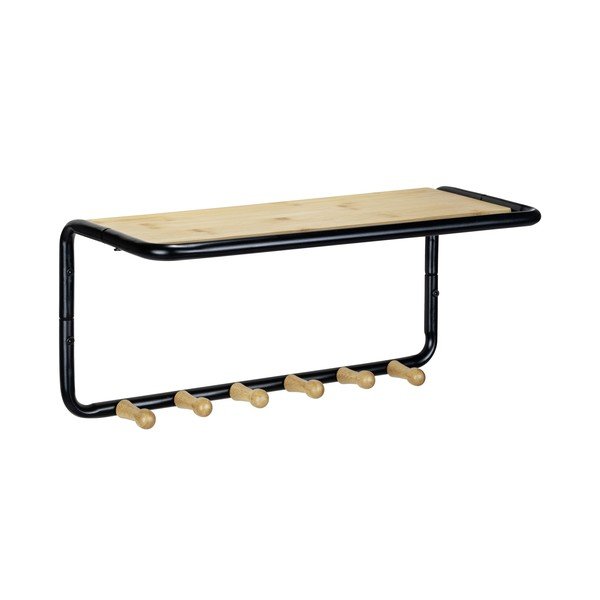 Černý/přírodní kovový nástěnný věšák s poličkou Loft – Wenko-image-1