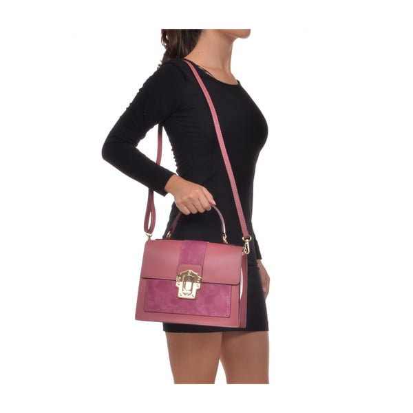 Růžová kožená kabelka Isabella Rhea, 22 x 27 cm-image-4