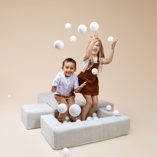 Krémové manšestrové pěnové hřiště 100x35x40 cm Montessori – Meowbaby-image-1