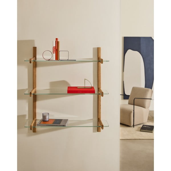 Skleněný modulární policový systém v přírodní barvě 90x98x30,5 cm Sitra – Kave Home-image-1