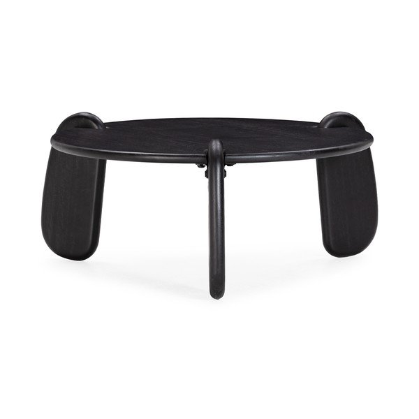 Černý kulatý konferenční stolek z mangového dřeva ø 80 cm Tamira – MOME