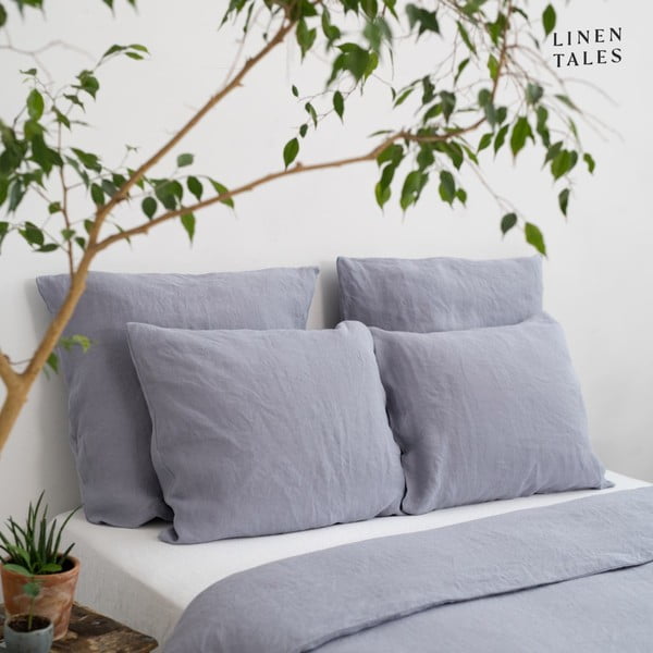 Světle šedé povlečení na dvoulůžko z konopného vlákna 200x200 cm – Linen Tales-image-4