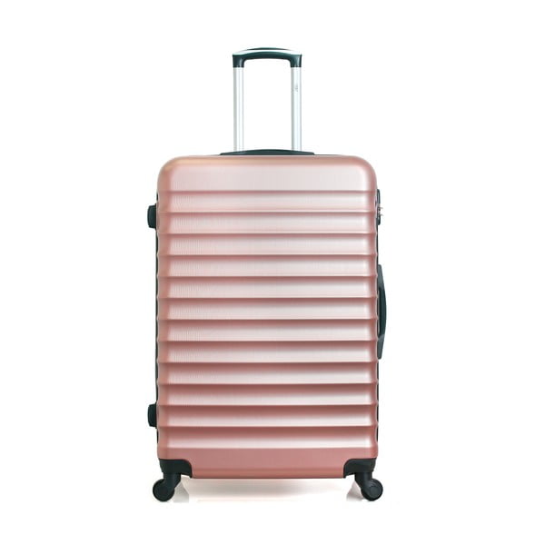Cestovní kufr ve růžovozlaté barvě na kolečkách Hero Meropi, 97 l
