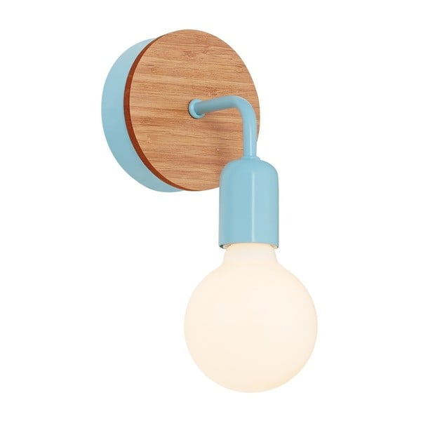 Světle modré nástěnné svítidlo s dřevěným detailem Homemania Decor Valetta