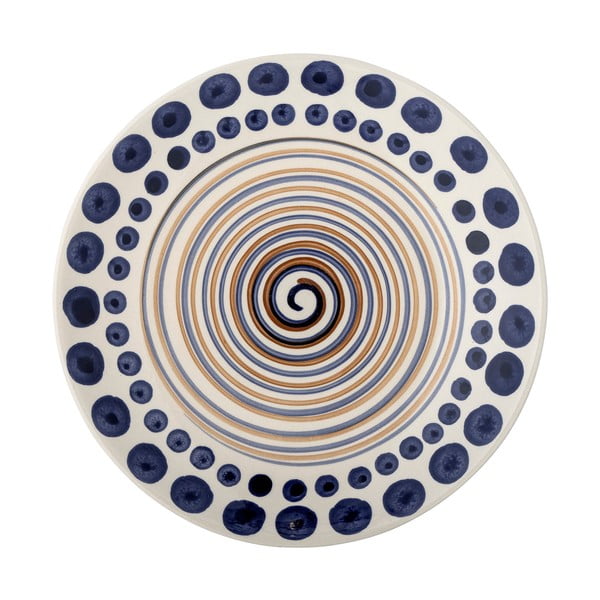 Bílo-tmavě modrý talíř z kameniny ø 27 cm Shama – Bloomingville