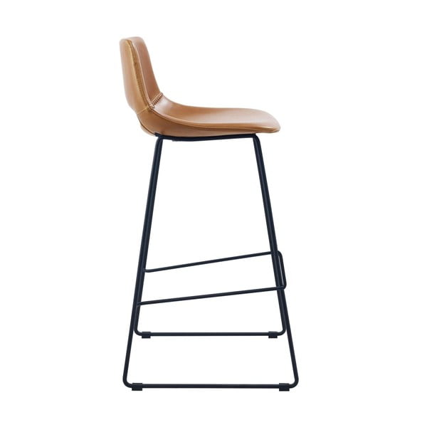 Koňakově hnědá barová židle z imitace kůže (výška sedáku 76 cm) Zahara – Kave Home-image-3