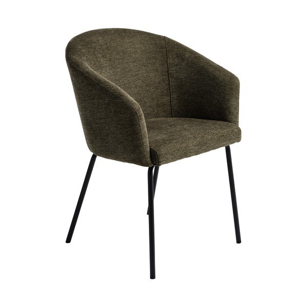 Khaki čalouněné jídelní křeslo s područkami Easton – Unique Furniture