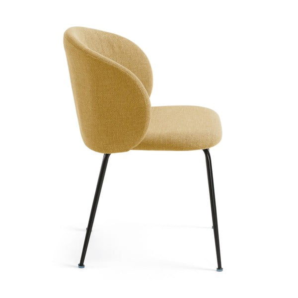 Čalouněné jídelní křeslo v hořčicové barvě Minna – Kave Home-image-2