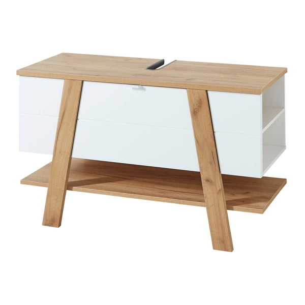 Bílá skříňka pod umyvadlo v dekoru dubu 111x67 cm Novolino - Germania-image-2