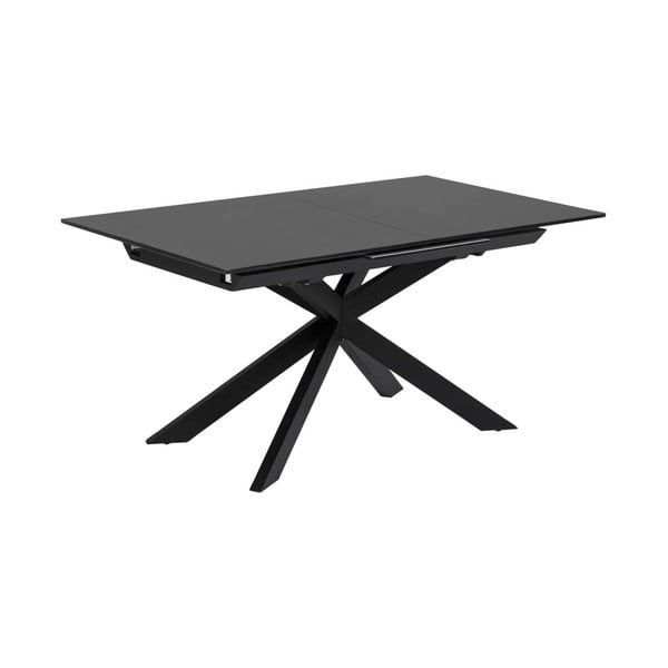 Černý rozkládací jídelní stůl se skleněnou deskou 90x210 cm Atminda – Kave Home