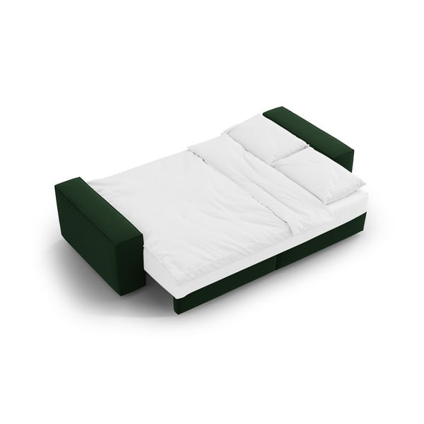 Tmavě zelená sametová rozkládací/s úložným prostorem pohovka 247 cm Jodie – Micadoni -image-4