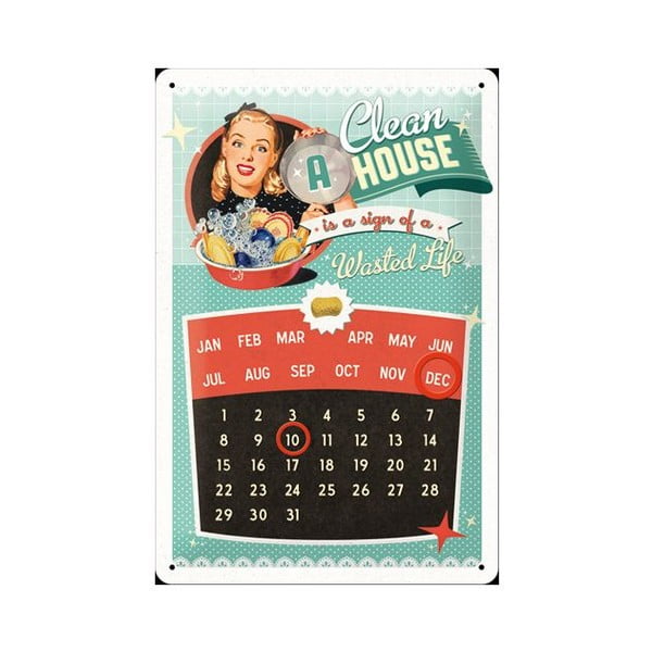 Plechový kalendář A clean house, 20x30 cm