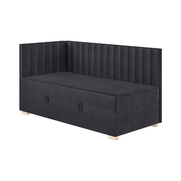 Tmavě modrá rohová dětská postel s úložným prostorem s matrací 90x200 cm Snugi – Ghado-image-4