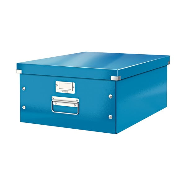 Modrý kartonový úložný box s víkem 37x48x20 cm Click&Store – Leitz