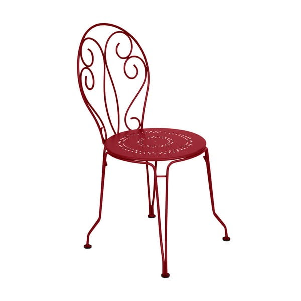 Sytě červená kovová židle Fermob Montmartre