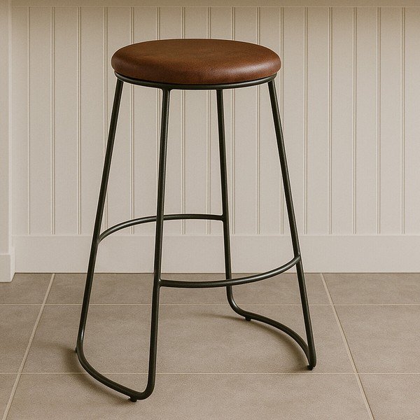 Černá/hnědá čalouněná barová stolička (výška sedáku 64 cm) Brixton – Premier Housewares-image-2