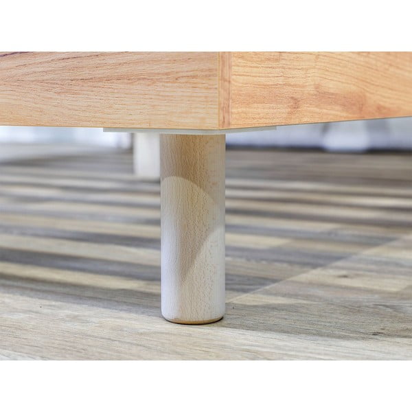 Světle šedá/přírodní dvoulůžková postel s roštem 180x200 cm Charlie – Bobochic Paris-image-4