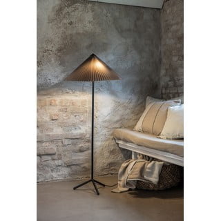 Černo-šedá stojací lampa s textilním stínidlem (výška 140 cm) Plisado – Markslöjd
