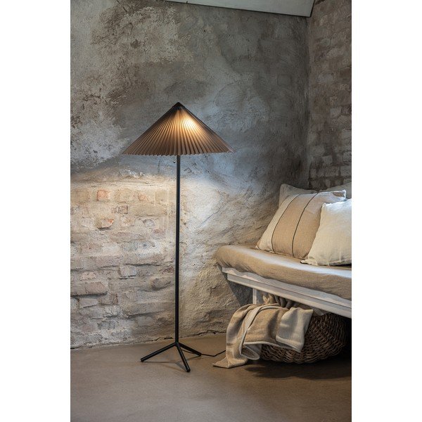 Černo-šedá stojací lampa s textilním stínidlem (výška 140 cm) Plisado – Markslöjd-image-1
