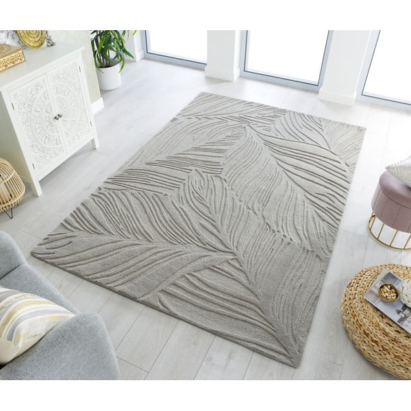 Šedý vlněný koberec Flair Rugs Lino Leaf, 120 x 170 cm-image-1