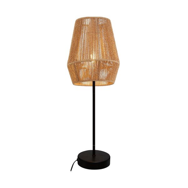 Stolní lampa v černo-přírodní barvě se stínidlem z třtinového výpletu (výška 55 cm) Eranko – GTV