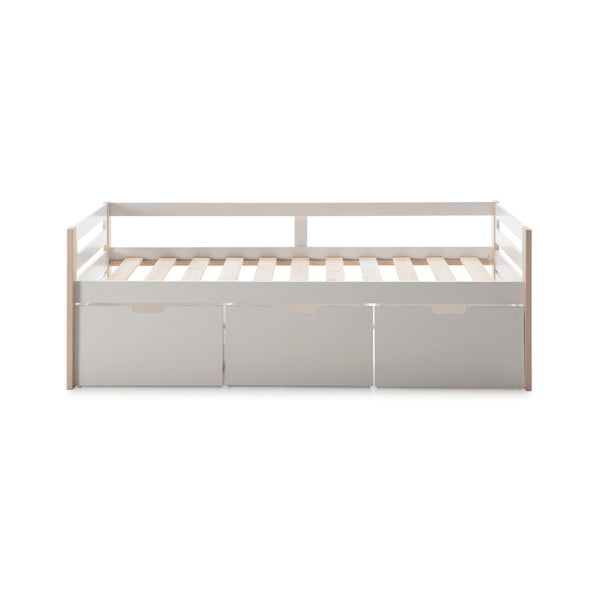 Bílá postel se 3 zásuvkami Marckeric Keisly, 90 x 190 cm
