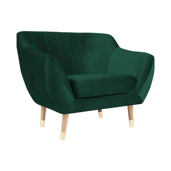 Tmavě zelené sametové křeslo Mazzini Sofas Benito-image-2